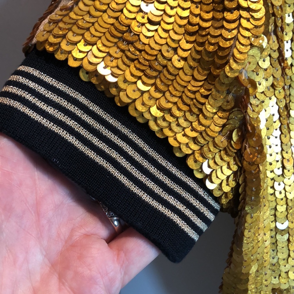 D&G Gold Sequin Bomber Jacket fun sparkly fully lined S - Picture 4 of 15